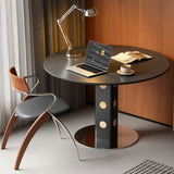 Mid-Century Modern Round Black Wood Pedestal Dining Table Image - 3