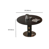 Mid-Century Modern Round Black Wood Pedestal Dining Table Image - 9