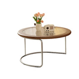 Mid-Century Modern Round Coffee Table with Drawer & Wheel Image - 2