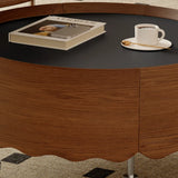 Mid-Century Modern Round Coffee Table with Drawer & Wheel Image - 7