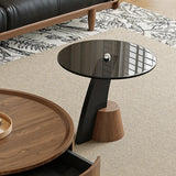 Mid-Century Modern Round Wood Coffee Table with Drawer Image - 6