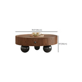 Mid-Century Modern Round Wood Coffee Table with Drawer Image - 9