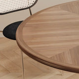 Mid-Century Modern Round Wooden Black Pedestal Dining Table Image - 5