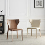 Mid-Century Modern Saddle Leather Armless Dining Chair Image - 1