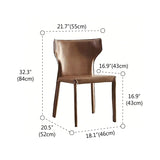 Mid-Century Modern Saddle Leather Armless Dining Chair #size