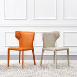 Mid-Century Modern Saddle Leather Armless Dining Chair Image - 3