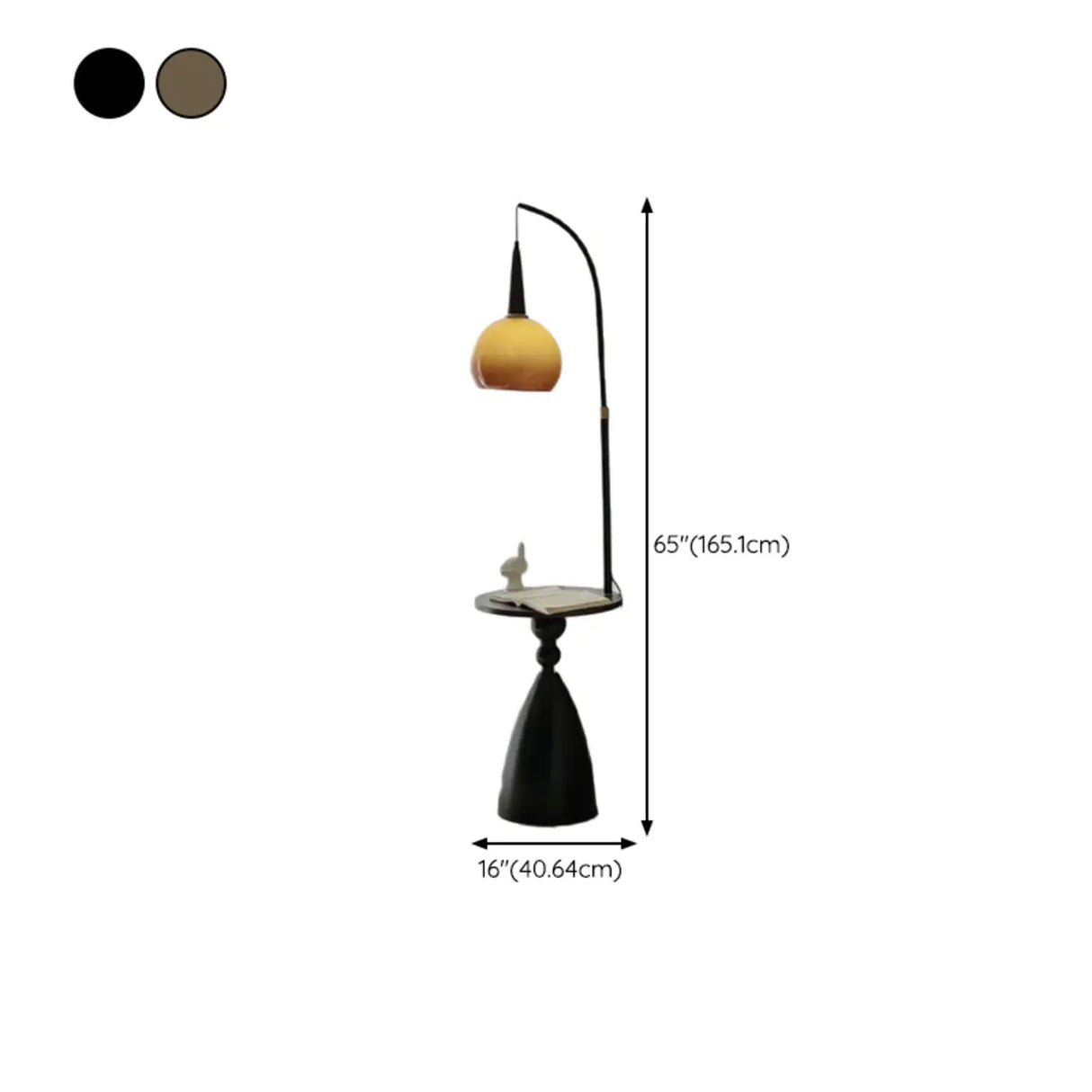 Mid-Century Modern Shelf Adjustable Orange Globe Floor Lamp 