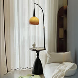 Mid-Century Modern Shelf Adjustable Orange Globe Floor Lamp Image - 2
