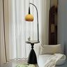 Mid-Century Modern Shelf Adjustable Orange Globe Floor Lamp Image - 2