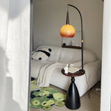 Mid-Century Modern Shelf Adjustable Orange Globe Floor Lamp Image - 5