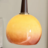 Mid-Century Modern Shelf Adjustable Orange Globe Floor Lamp Image - 7