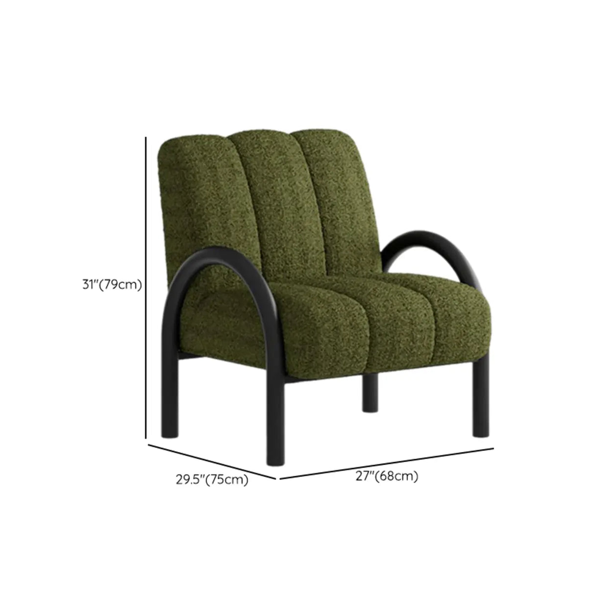 Mid-Century Modern Sherpa Upholstered Armrest Accent Chair 