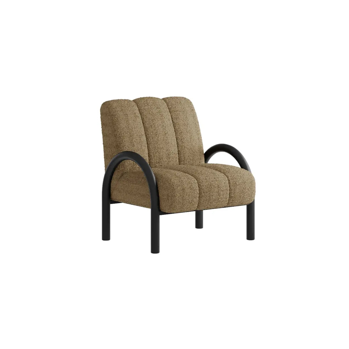 Mid-Century Modern Sherpa Upholstered Armrest Accent Chair Image - 3