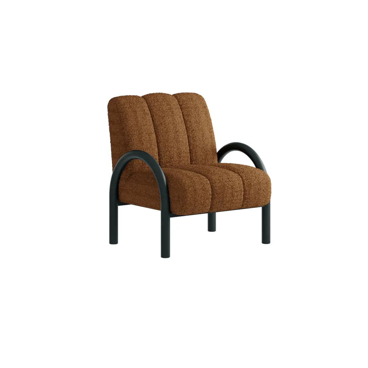 Mid-Century Modern Sherpa Upholstered Armrest Accent Chair Image - 5