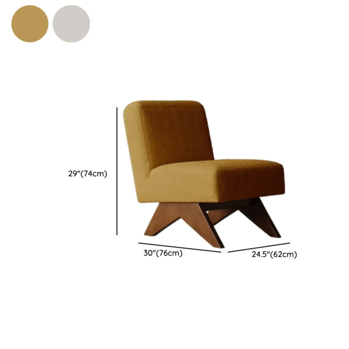 Mid-Century Modern Sherpa Yellow Accent Chair with Wood Legs 