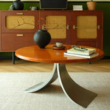 Mid-Century Modern Small Round Wooden Coffee Table Image - 1