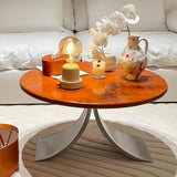 Mid-Century Modern Small Round Wooden Coffee Table Image - 4