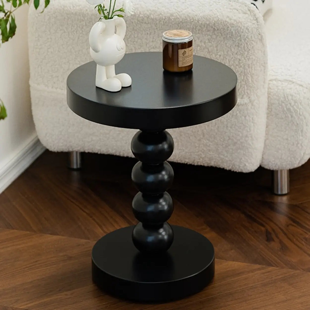 Mid-Century Modern Small Round Yellow Ball Base Side Table Image - 3