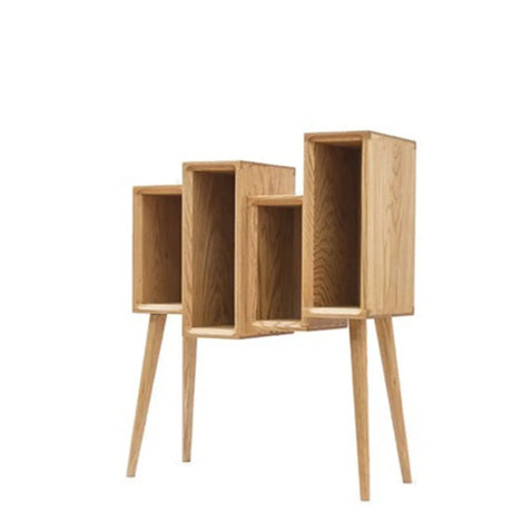 Mid-Century Modern Small Staggered Wood Vertical Leg Bookshelf Image - 2