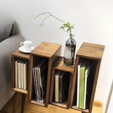 Mid-Century Modern Small Staggered Wood Vertical Leg Bookshelf Image - 4