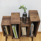 Mid-Century Modern Small Staggered Wood Vertical Leg Bookshelf Image - 5