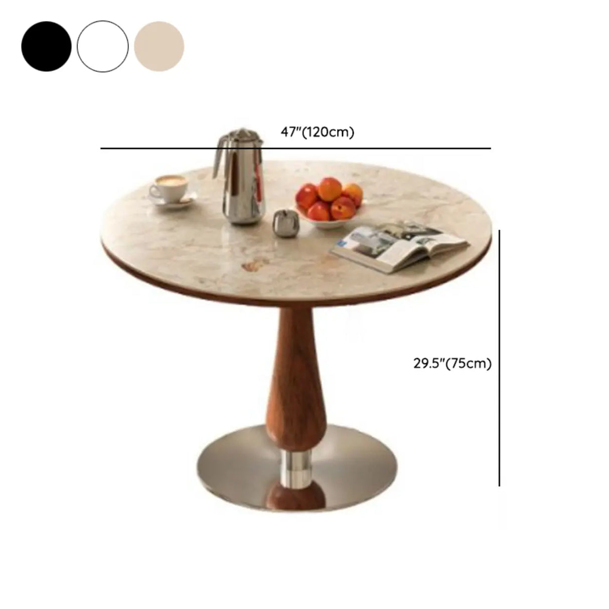 Mid-Century Modern Smalll Stone Top Round Dining Table Image - 15