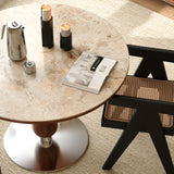 Mid-Century Modern Smalll Stone Top Round Dining Table Image - 8