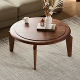 Mid-Century Modern Solid Walnut Wood Round Coffee Table Image - 3