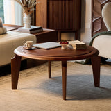 Mid-Century Modern Solid Walnut Wood Round Coffee Table Image - 4