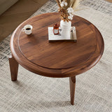 Mid-Century Modern Solid Walnut Wood Round Coffee Table Image - 5