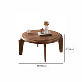 Mid-Century Modern Solid Walnut Wood Round Coffee Table #size