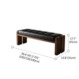Mid-Century Modern Solid Wood Faux Leather Bedroom Bench #size