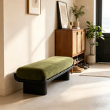 Mid-Century Modern Solid Wood Upholstered Bedroom Bench Image - 1