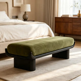 Mid-Century Modern Solid Wood Upholstered Bedroom Bench Image - 14