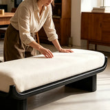 Mid-Century Modern Solid Wood Upholstered Bedroom Bench Image - 8