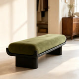 Mid-Century Modern Solid Wood Upholstered Bedroom Bench Image - 9