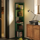 Mid-Century Modern Stand Wood Vertical Corner Bookshelf Image - 3
