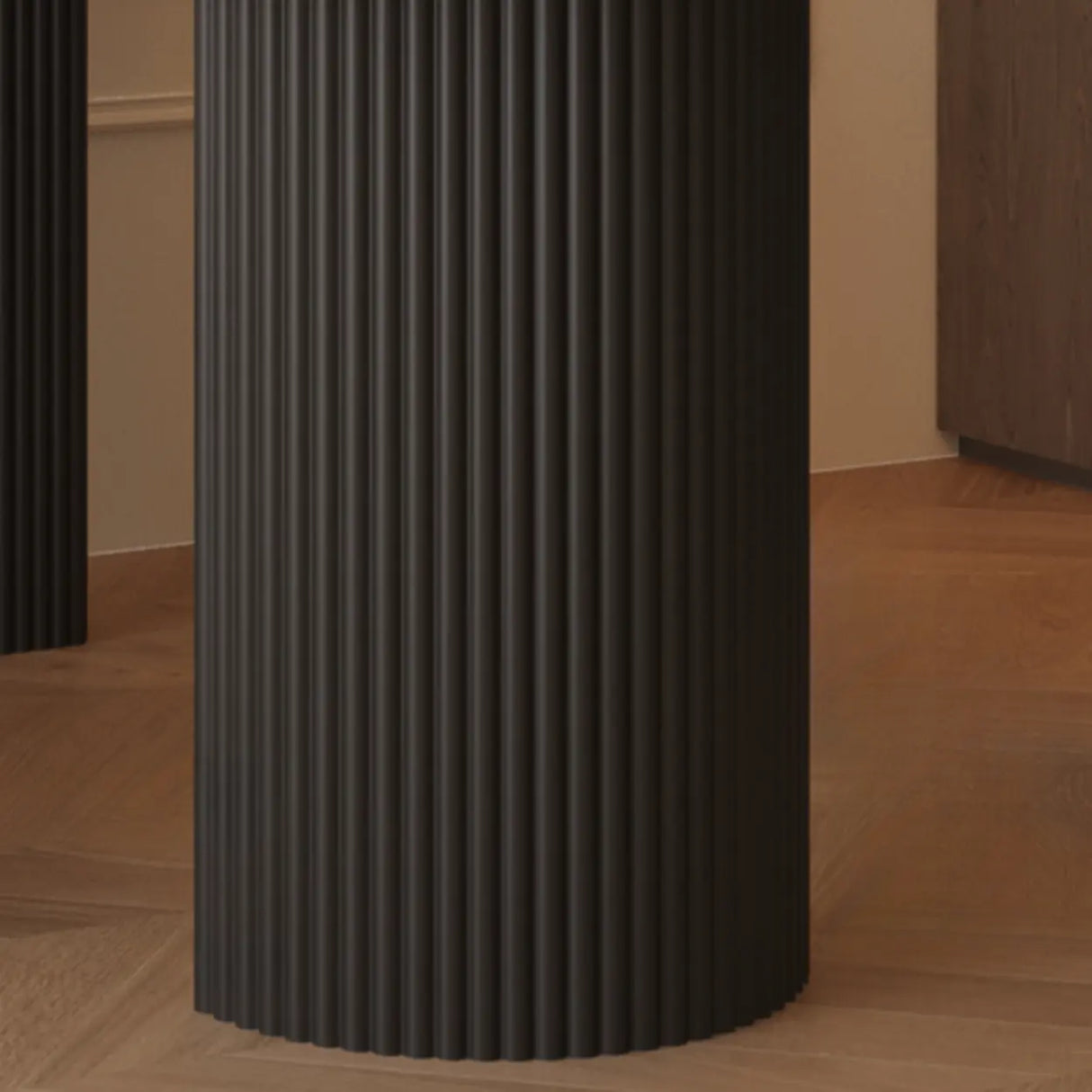 Mid-Century Modern Stone Top Oval Ribbed Leg Dining Table Image - 9