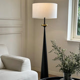 Mid-Century Modern Tapered Column Fabric Drum Floor Lamp Image - 1