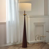 Mid-Century Modern Tapered Column Fabric Drum Floor Lamp Image - 3