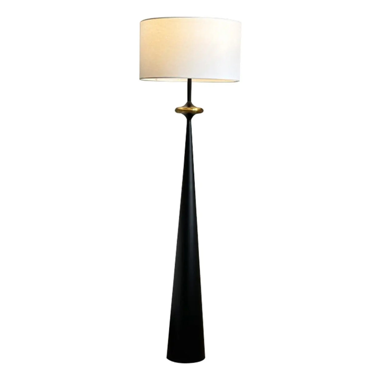 Mid-Century Modern Tapered Column Fabric Drum Floor Lamp Image - 5