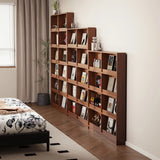 Mid-Century Modern Ultra-Slim Wood Brown Vertical Bookshelf Image - 1