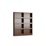 Mid-Century Modern Ultra-Slim Wood Brown Vertical Bookshelf Image - 10
