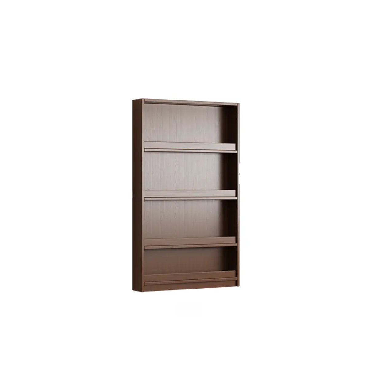 Mid-Century Modern Ultra-Slim Wood Brown Vertical Bookshelf Image - 12