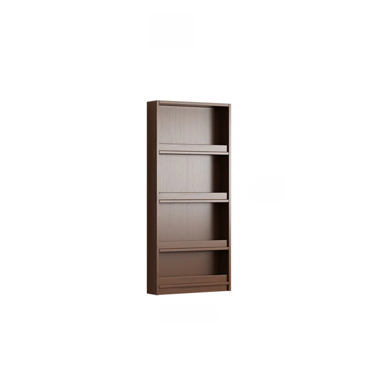 Mid-Century Modern Ultra-Slim Wood Brown Vertical Bookshelf Image - 13