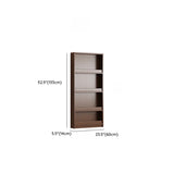 Mid-Century Modern Ultra-Slim Wood Brown Vertical Bookshelf #size