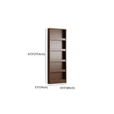 Mid-Century Modern Ultra-Slim Wood Brown Vertical Bookshelf Image - 18
