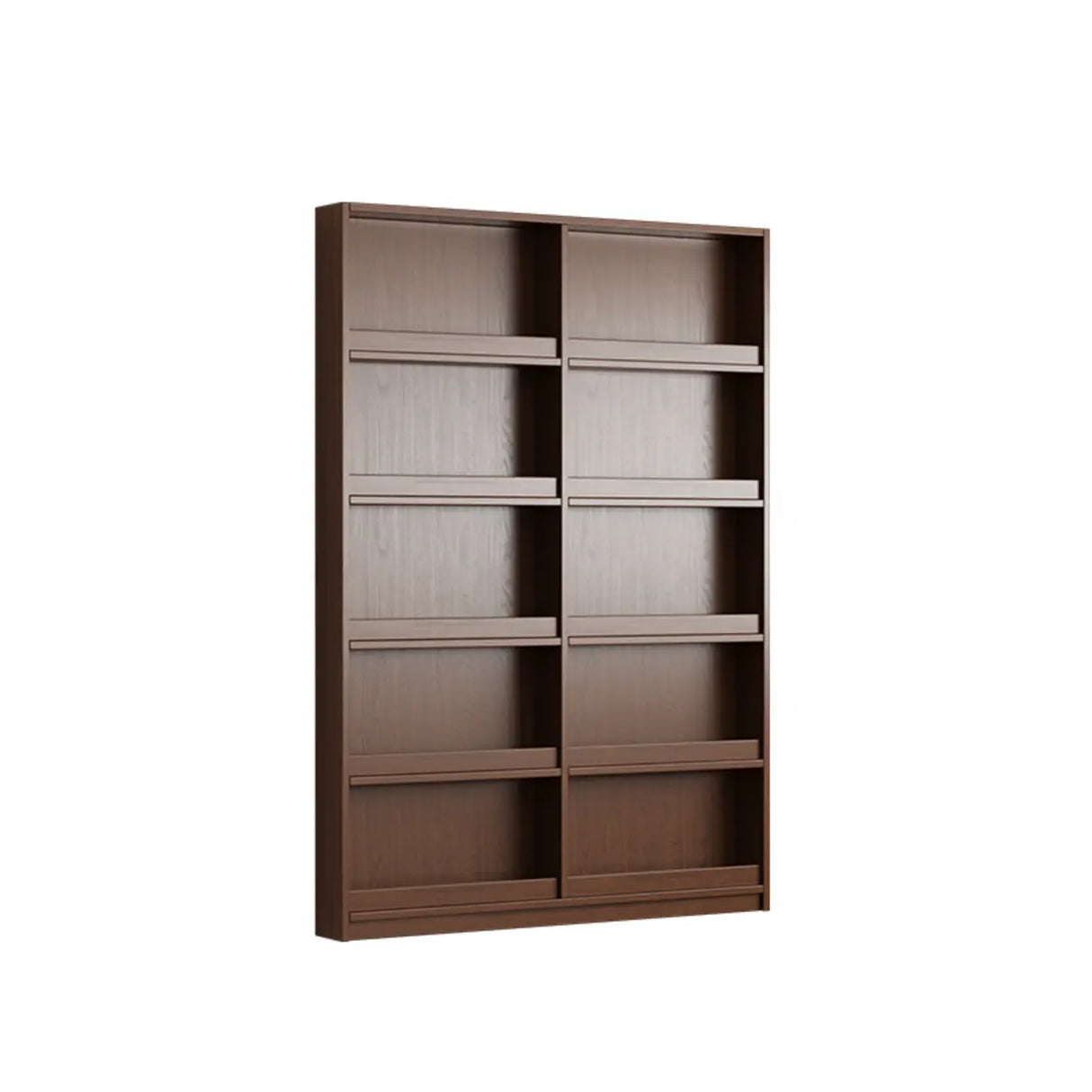 Mid-Century Modern Ultra-Slim Wood Brown Vertical Bookshelf Image - 2
