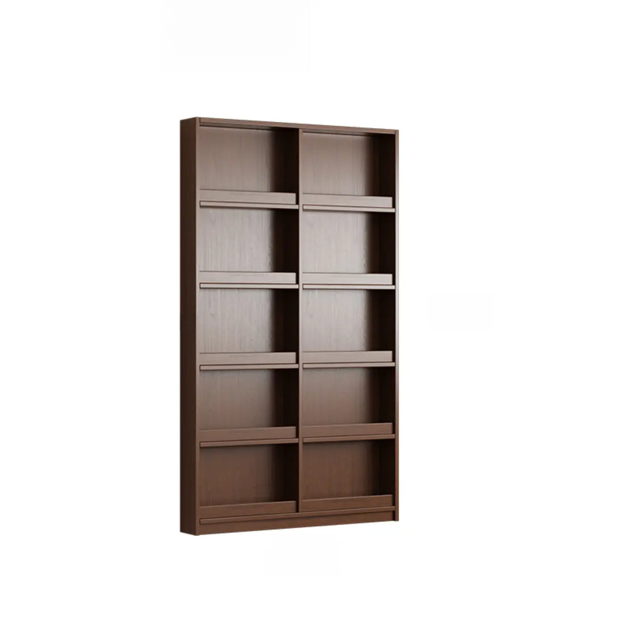 Mid-Century Modern Ultra-Slim Wood Brown Vertical Bookshelf Image - 3