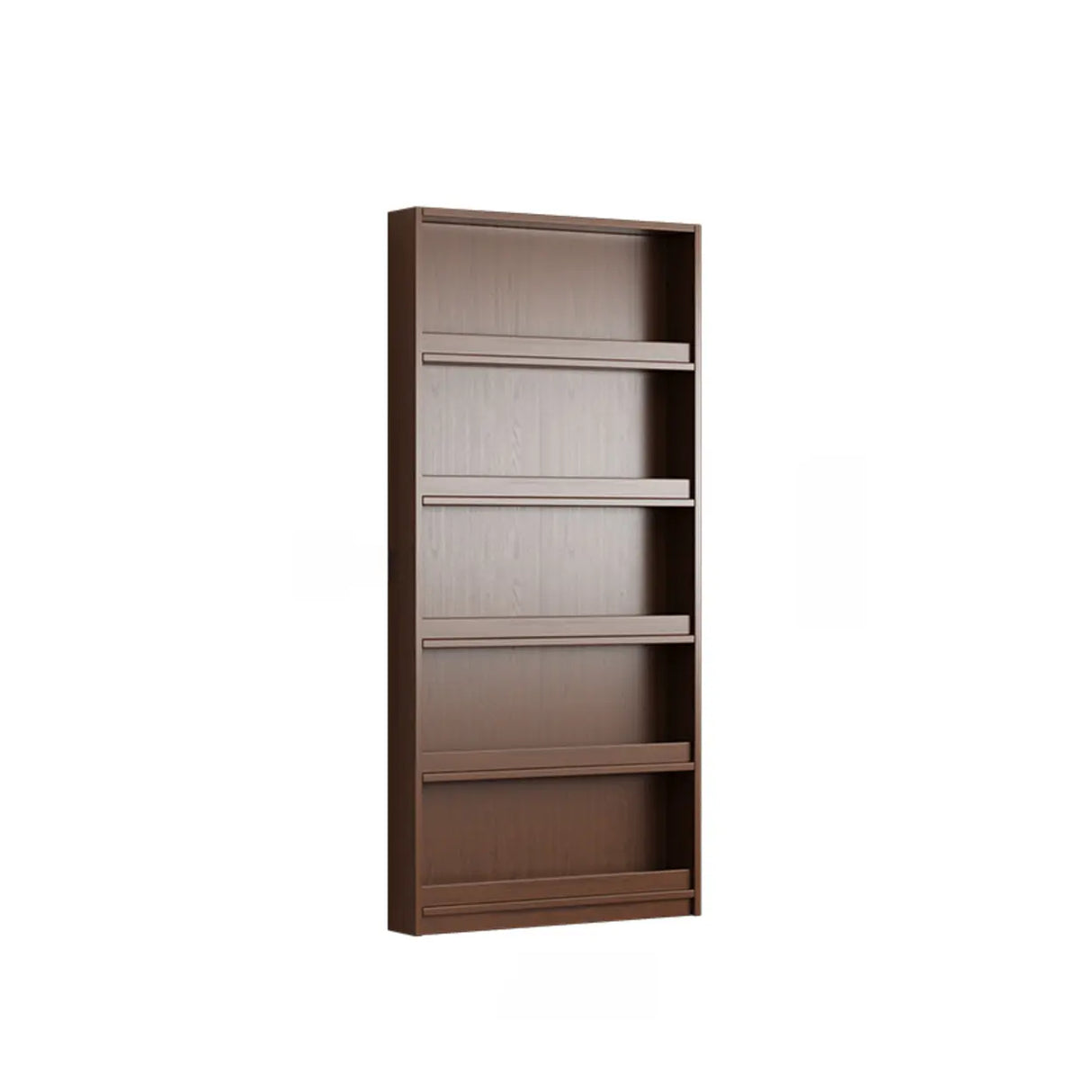 Mid-Century Modern Ultra-Slim Wood Brown Vertical Bookshelf Image - 8
